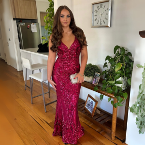 Bariano - Red Galaxy Gown