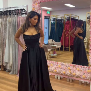 Indi black corset ball gown