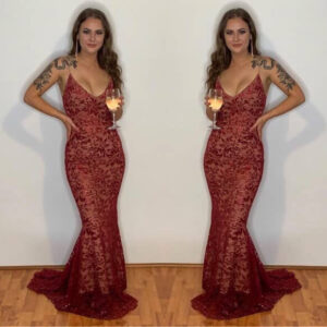 Mila red sequin gown