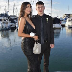 Neve black sequin gown