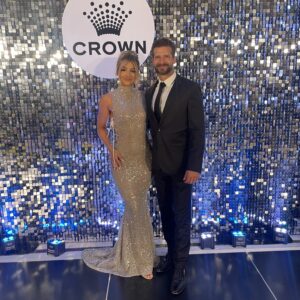 Sylvanna Halter Silver sequinn gown