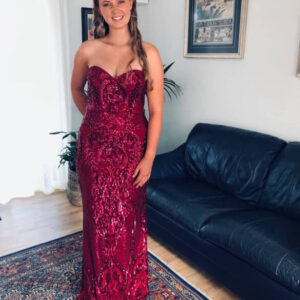 Bariano - Sparks Fly red strapless sequin gown