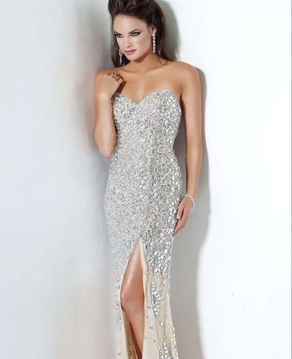Jovani strapless crystal gown