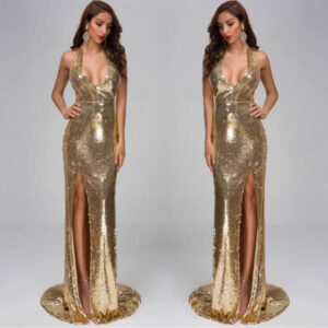 Leticia gold sequin gown