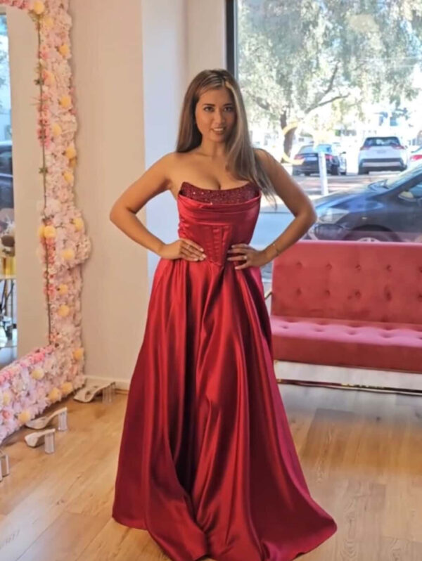 Indi red corset ball gown