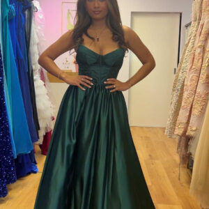 Alani green corset ball gown