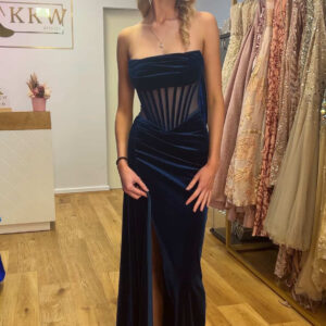 Dionne Blue corset velvet gown