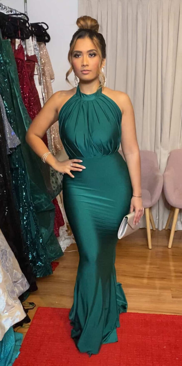 Portia and Scarlett - Anastasia green halter gown