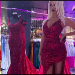 Portia and Scarlett - Stephanie red glitter gown