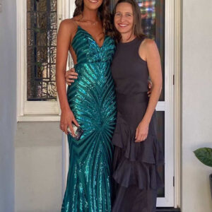 Sasha green sequin gown