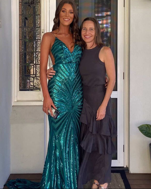 Sasha green sequin gown