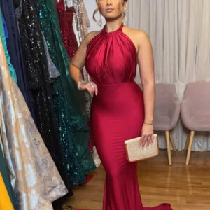 Portia and Scarlett - Anastasia red halter gown