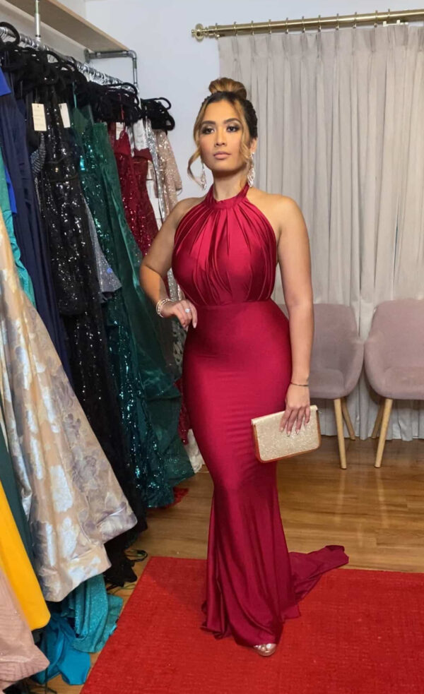 Portia and Scarlett - Anastasia red halter gown