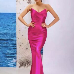 Colette pink strapless satin gown