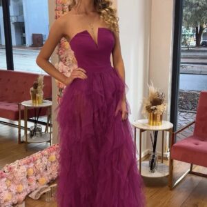 Naomi Fuchsia Pink Tulle gown