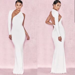 Melville White one shoulder gown