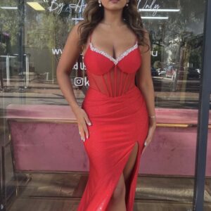 Aurelie Red Corset sparkle gown