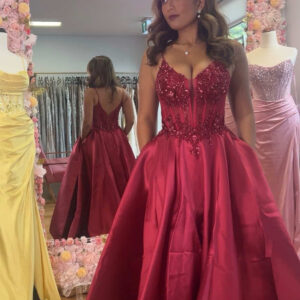 Selene Corset Red A- Line gown