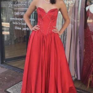 Elira Red Corset Ball Gown