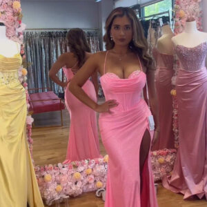 Dayyrl Pink Glitter Corset Gown